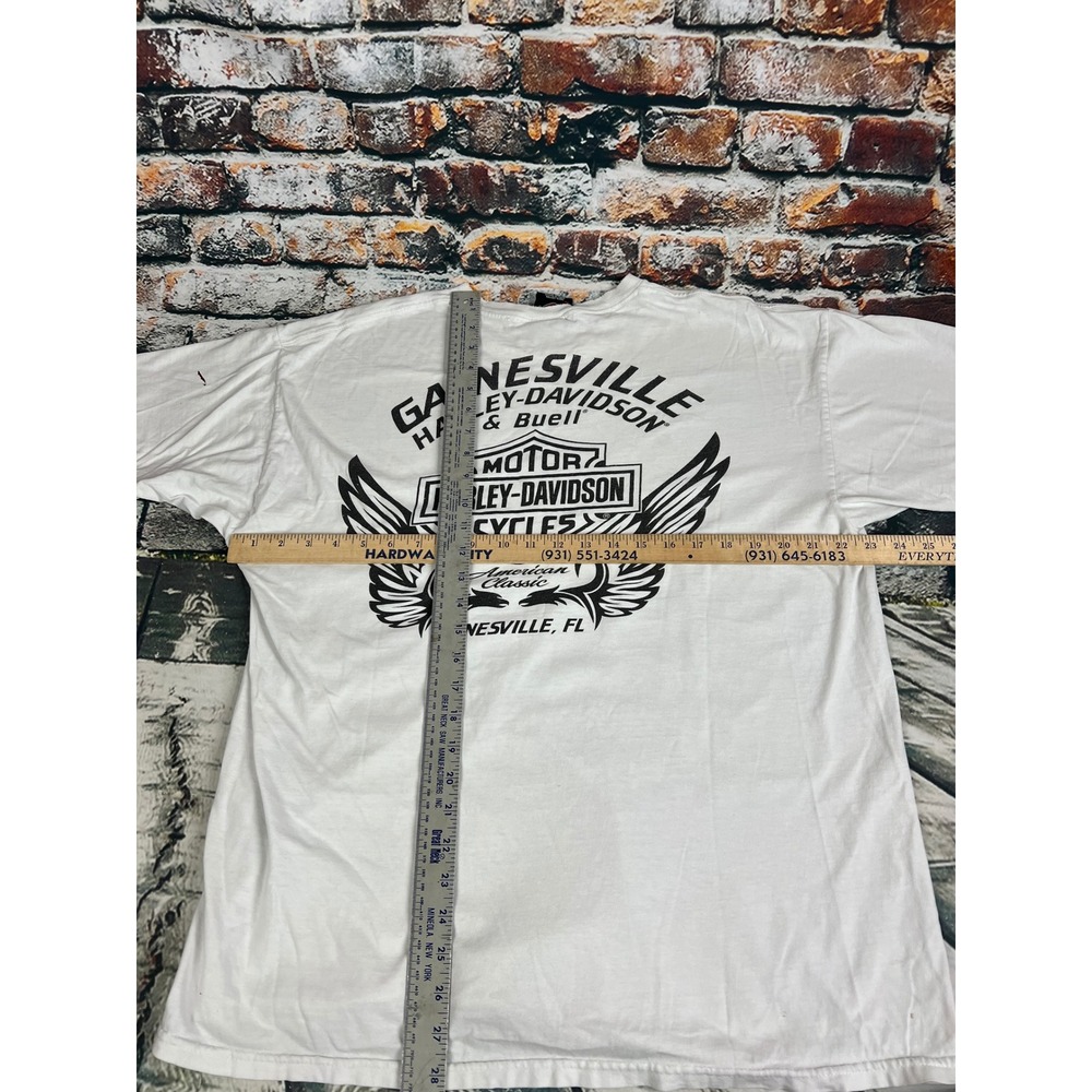 Harley-Davidson Gainesville FL Graphic T-Shirt Mens XL White Cotton Biker Tee - Picture 5 of 5